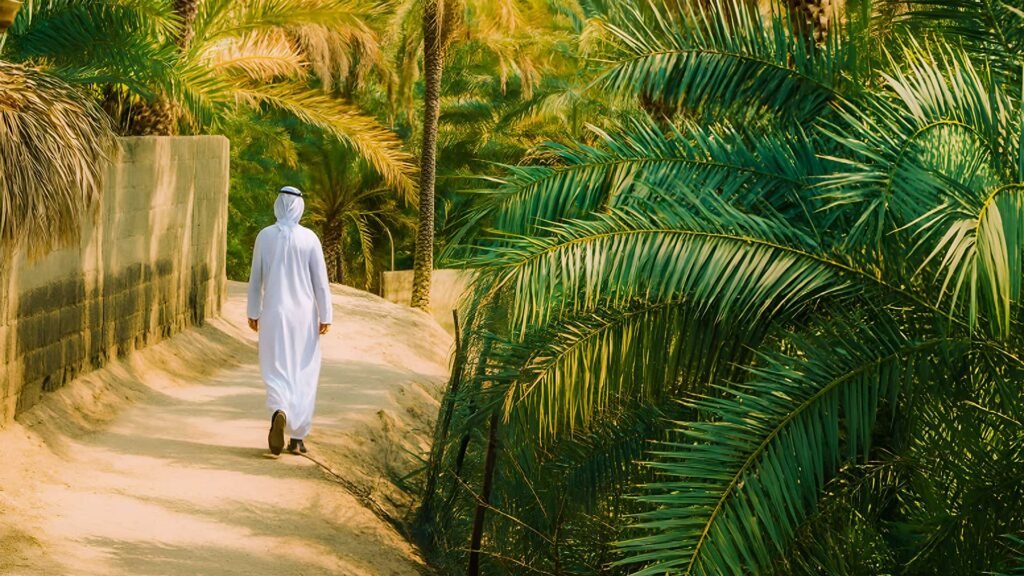 Palm tree walkway inside Al Ain Oasis, UAE