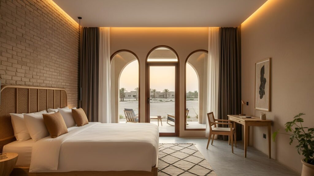 Eco-friendly hotel room in Sharjah with a modern design
